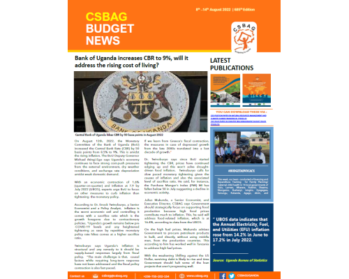 Bank of Uganda increases CBR to 9%, will it address the rising cost of living?