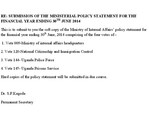 Ministry Of Internal Affairs Ministerial Policy Statement FY2014-1