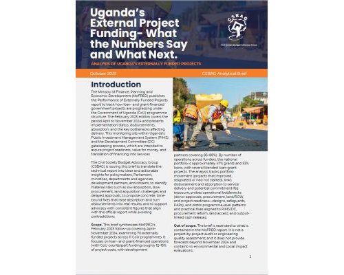 Uganda’s External Project Funding- What the Numbers Say and What Next.