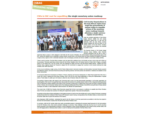 CSOs in EAC root for expediting the single monetary union road