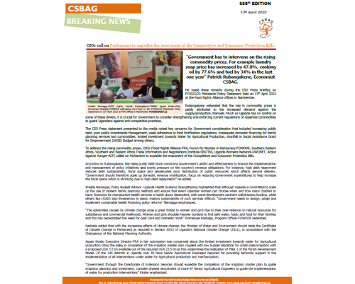 CSOs call on Parliament to expedite the enactment of the Competitive and Consumer Protection Bills