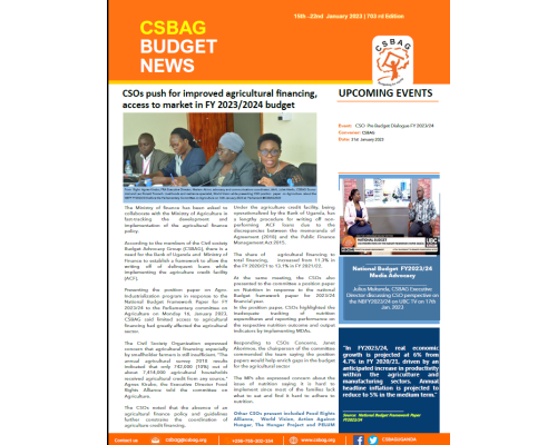 CSOs push for improved agricultural financing, access to market in FY 2023/2024 budget