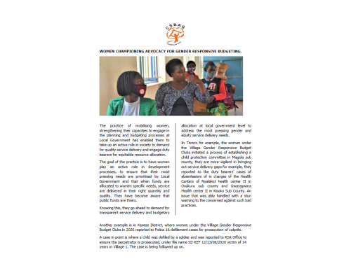 Women Championing Advocacy for Gender Responsive Budgeting