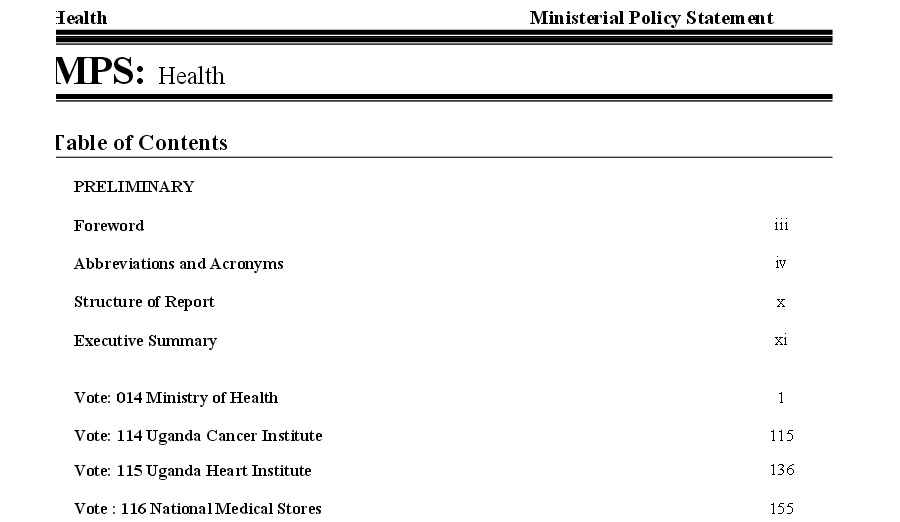 Ministry Of Health Ministerial Policy Statement FY 2014-15