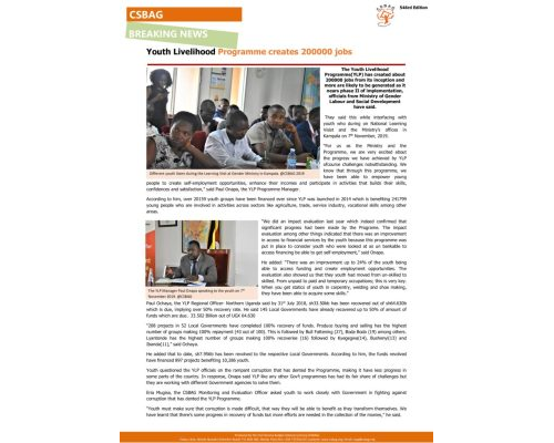 thumbnail of CSBAG Breaking News Update_ YLP creates 200000 jobs 8th Nov 2019