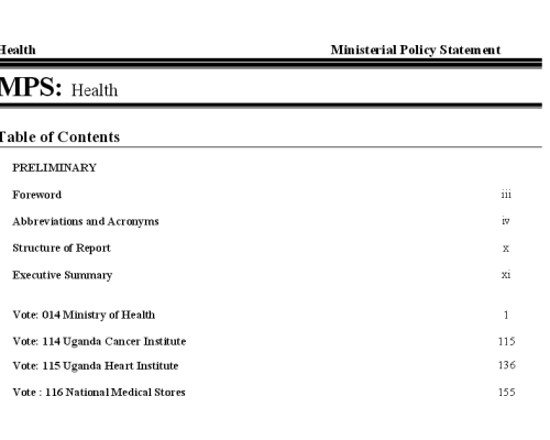 Ministry Of Health Ministerial Policy Statement FY 2014-15