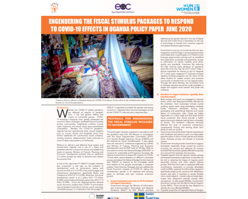 Engendering the Fiscal stimulus packages to respond to COVID-19 effects in Uganda policy paper June 2020