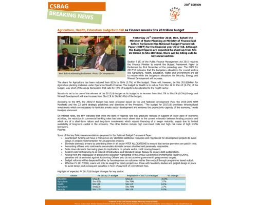 thumbnail of Agriculture, Health, Education budgets to fall as Finance unveils Shs 28 trillion budget