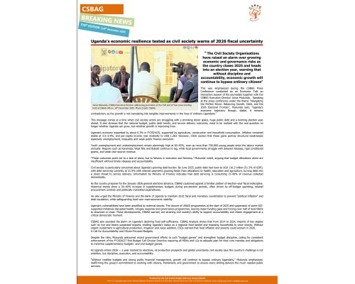 Uganda’s economic resilience tested as civil society warns of 2026 fiscal uncertainty