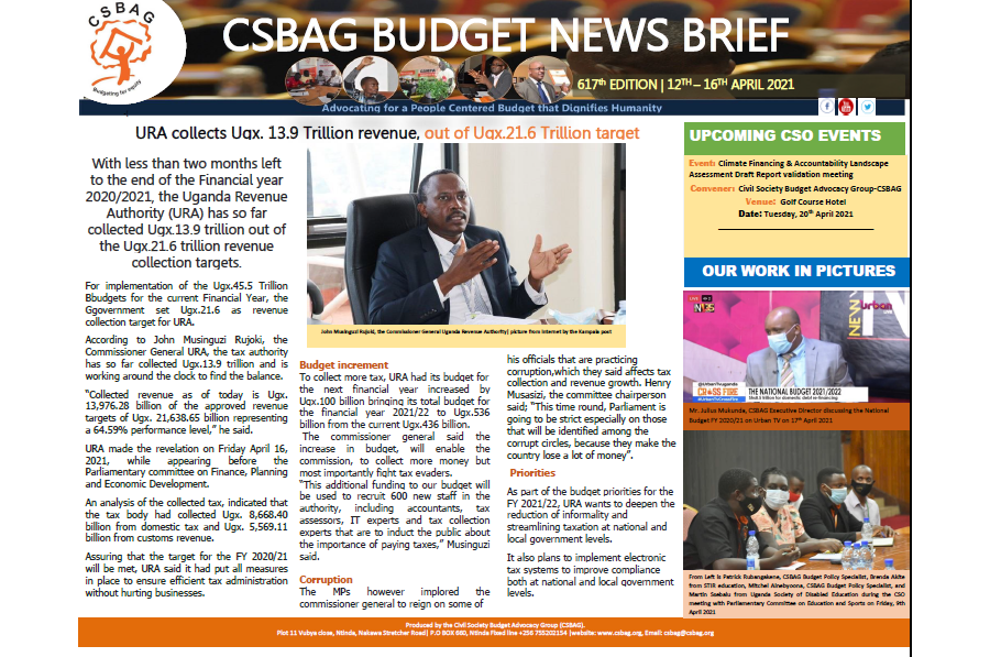 URA collects Ugx. 13.9 Trillion revenue, out of Ugx.21.6 Trillion target