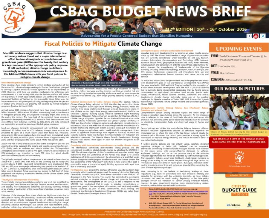 CSBAG BUDGET NEWS BRIEF