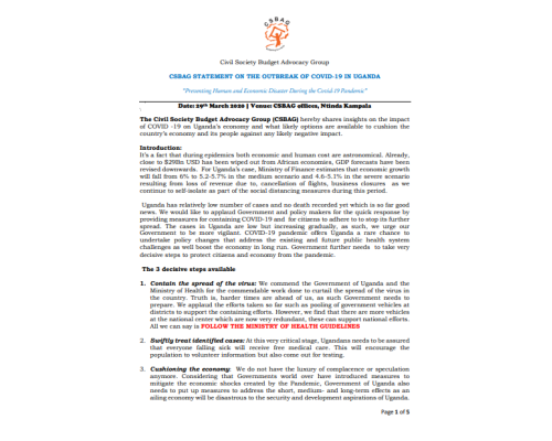CSBAG Press statement on COVID-19