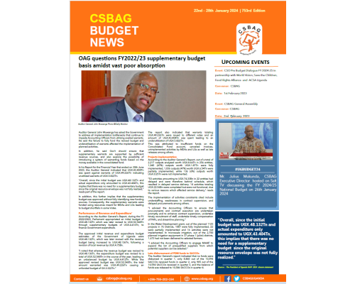 OAG questions FY2022/23 supplementary budget basis amidst vast poor absorption