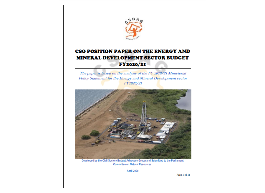 CSO Position Paper On The Energy And Mineral Development Sector Ministerial Policy Statement FY 2020/21