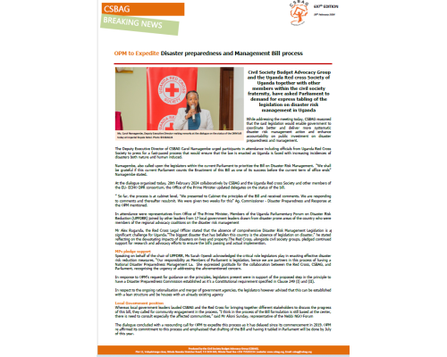 OPM to Expedite Disaster preparedness and Management Bill process