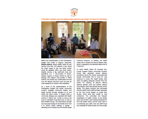 Citizens Taking Lead in Improving Service Delivery in Health Centers.