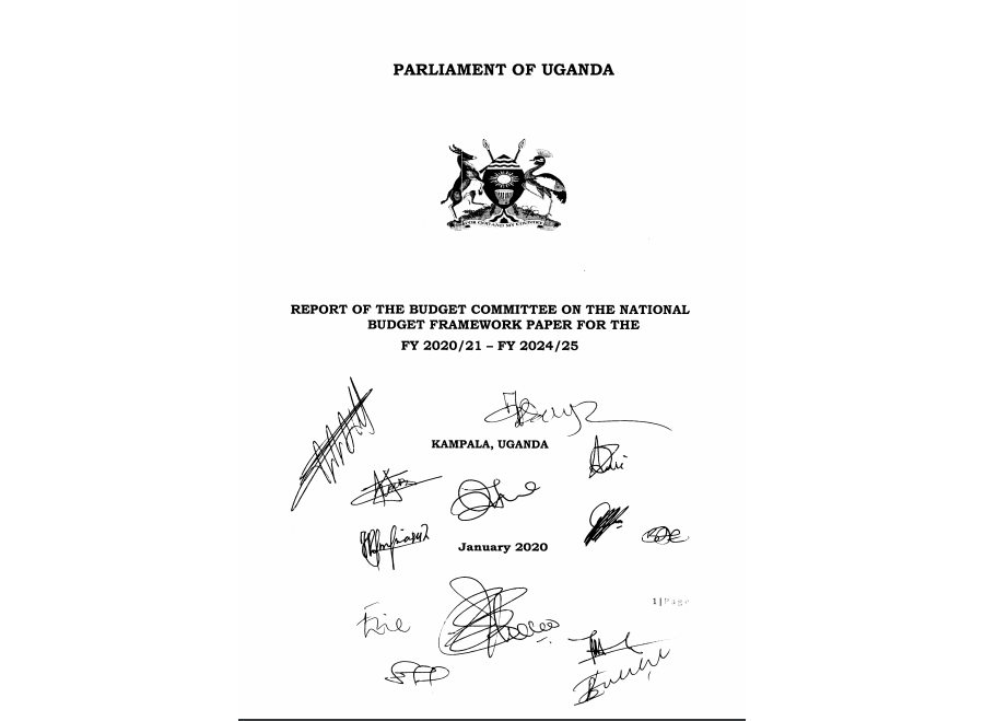 Report Of The Budget Committee On The National Budget Framework Paper For FY 2020/21- FY 2024/25