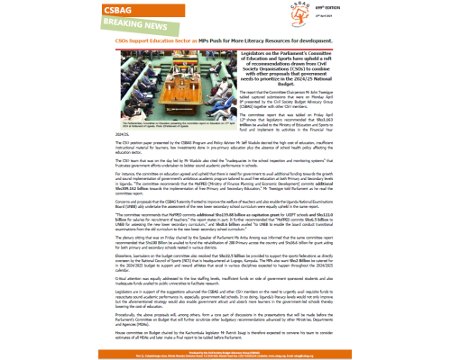 NEWS UPDATE: CSOs Support Education Sector as MPs Push for More Literacy Resources for development.