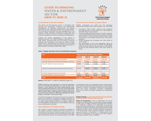 Guide To Debating Water And Environment Sector NBFP FY2020/21