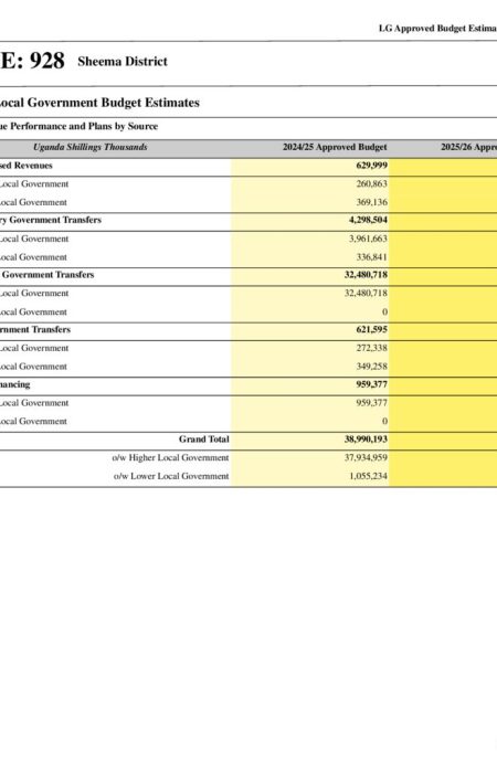 Sheema District LG Approved Budget Estimates 2025/26 Image