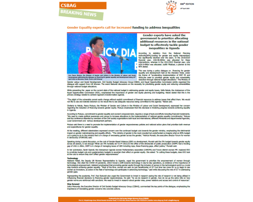 Gender Equality experts call for increased funding to address inequalities