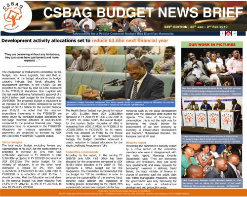thumbnail of CSBAG BUDGET NEWS 529 3rd Feb 2019