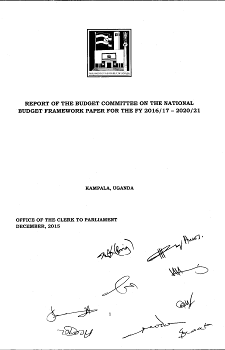 Parliamentary Committee Report On The National Budget Framework Paper For The FY2016/17-2020/21 Image