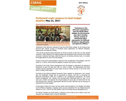 thumbnail of News update- Parliament under pressure to beat budget deadline May 31 2017-31syt May 2017