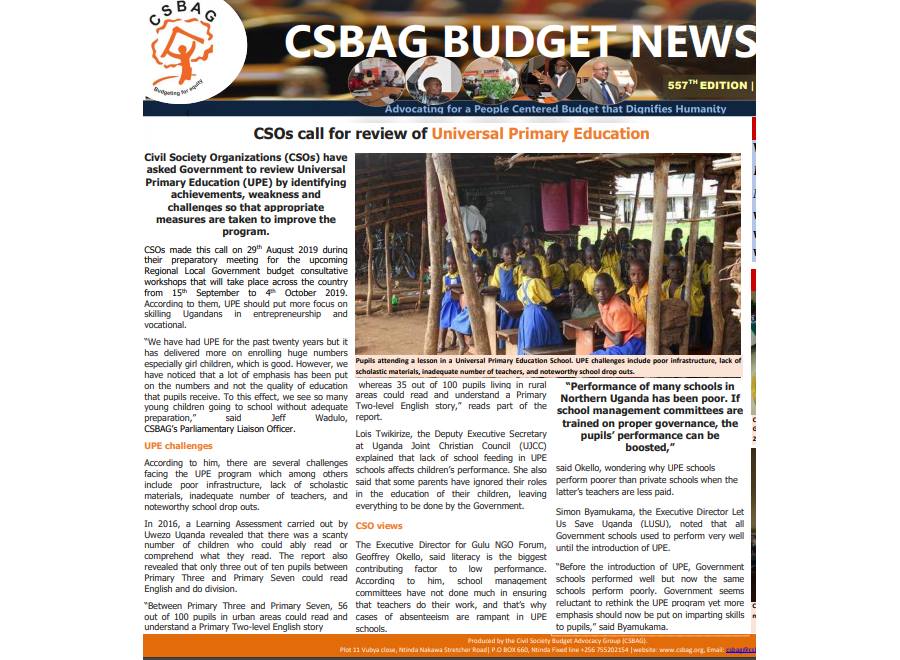 Csos Call For Review Of Universal Primary Education