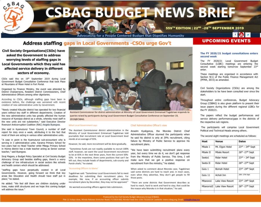 Address staffing gaps in Local Governments -CSOs urge Gov’t