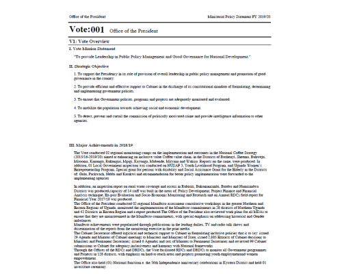 Consolidated Ministerial Policy Statement FY 2019/20