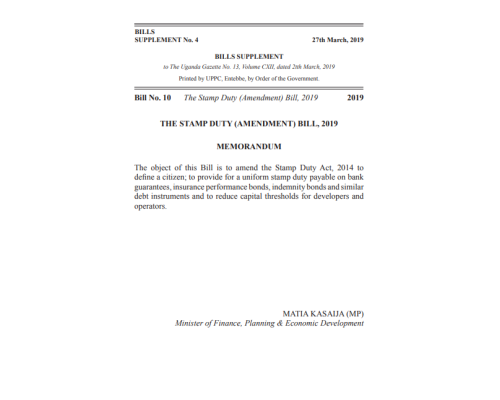 The Stamp Duty (Amendment) Bill,2019