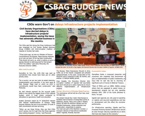 Csos Warn Govt On Delays Infrastructure Projects Implementation