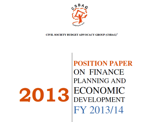 CSBAG Position Paper On Finance Planning And Economic Development FY 2013/14