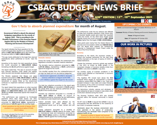 Gov’t fails to absorb planned expenditure for month of August.
