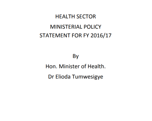 Ministerial Policy Statement For The Ministry Of Health FY 2016