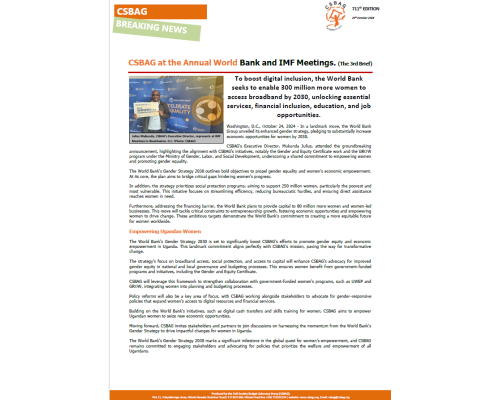 CSBAG at the Annual World Bank and IMF Meetings. (The 3rd Brief