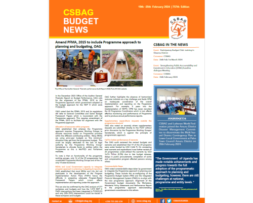 Amend PFMA, 2015 to include Programme approach to planning and budgeting, OAG