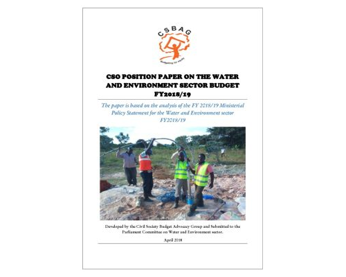 CSO Position Paper On The Water And Environment Sector Budget FY 2018/19