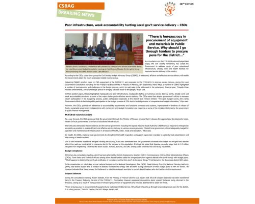 thumbnail of Poor infrastructure, weak accountability hurting Local gov’t service delivery – CSOs
