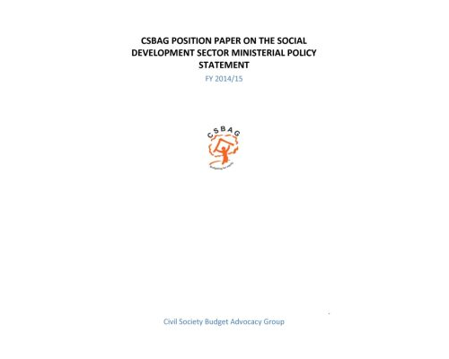 CSBAG Position Paper On Social Development Sector FY2014-15