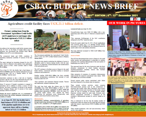 Agriculture credit facility faces UGX.21.1 billion deficit.