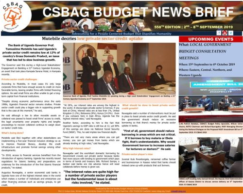 thumbnail of CSBAG BUDGET NEWS Mutebile decries low private sector credit uptake