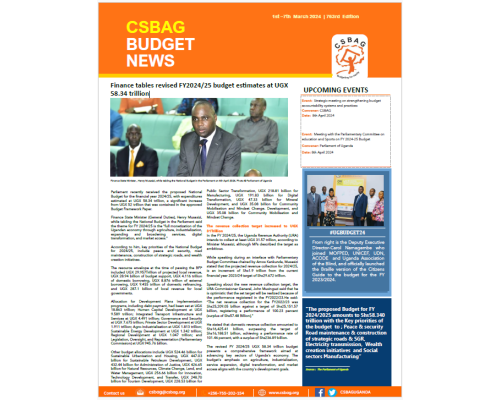 Finance tables revised FY2024/25 budget estimates at UGX 58.34 trillion