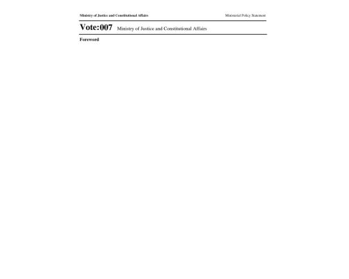 Ministerial Policy Statement Of Ministry Of Justice And Constitutional Affairs FY 2017-18