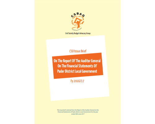 CSO Issue Brief On The OAG Financial Statements Of Pader District LG FY 2016/17
