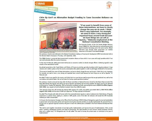 CSOs tip Gov’t on Alternative Budget Funding to Tame Excessive Reliance on Loans